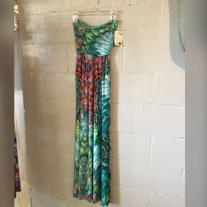 Tri colored strapless dress